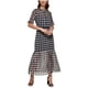 thumbnail image 1 of Kensie Womens Houndstooth Print Chiffon High-Low Dress, charcoal, 4, 1 of 1