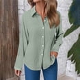 thumbnail image 4 of Kaprioy Long Sleeve Shirts for Womens Button Down Shirts Long Sleeve Tops Casual Collared Blouses Loose Fit Fall Clothes Women Solid Color Lapel Long Sleeve Shirts Casual Tops With Pockets, 4 of 8