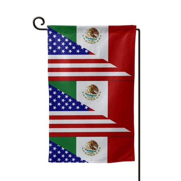 America-Mexican Flag Garden Flag Vertical Double Sided Yard Outdoor Decoration 12.5 x 18 Inch Square