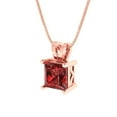thumbnail image 2 of Clara Pucci 18K Rose Solid Hypoallergenic Gold 1.5Ct Natural Garnet Princess Cut Solitaire Designer Necklace Pendant For January, 2 of 6