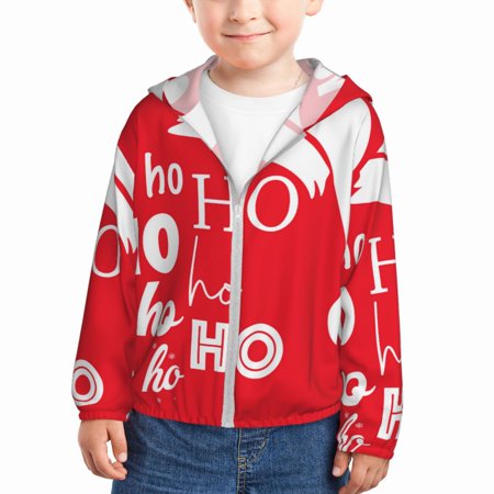 

Lukts Saying Ho Ho Ho Print Children s Long-Sleeved Sun Protection Clothing Hooded Sweatshirts for Boys and Girls Outdoor Sports-2 Years