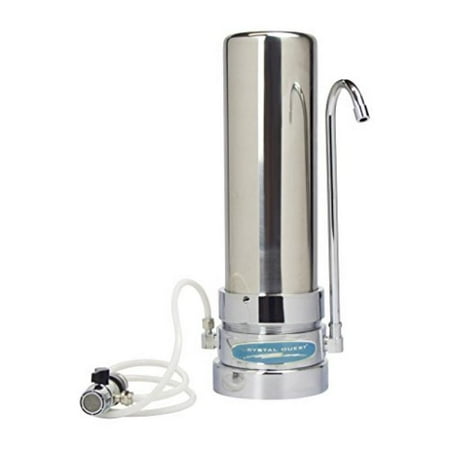 CRYSTAL QUEST Countertop Replaceable Single Nitrate Water Filter System (Stainless Steel)