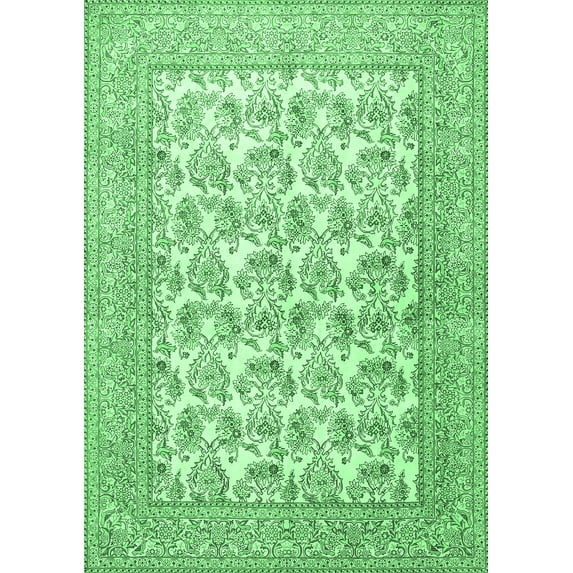 Ahgly Company Indoor Rectangle Persian Emerald Green Traditional Area Rugs, 4' x 6'
