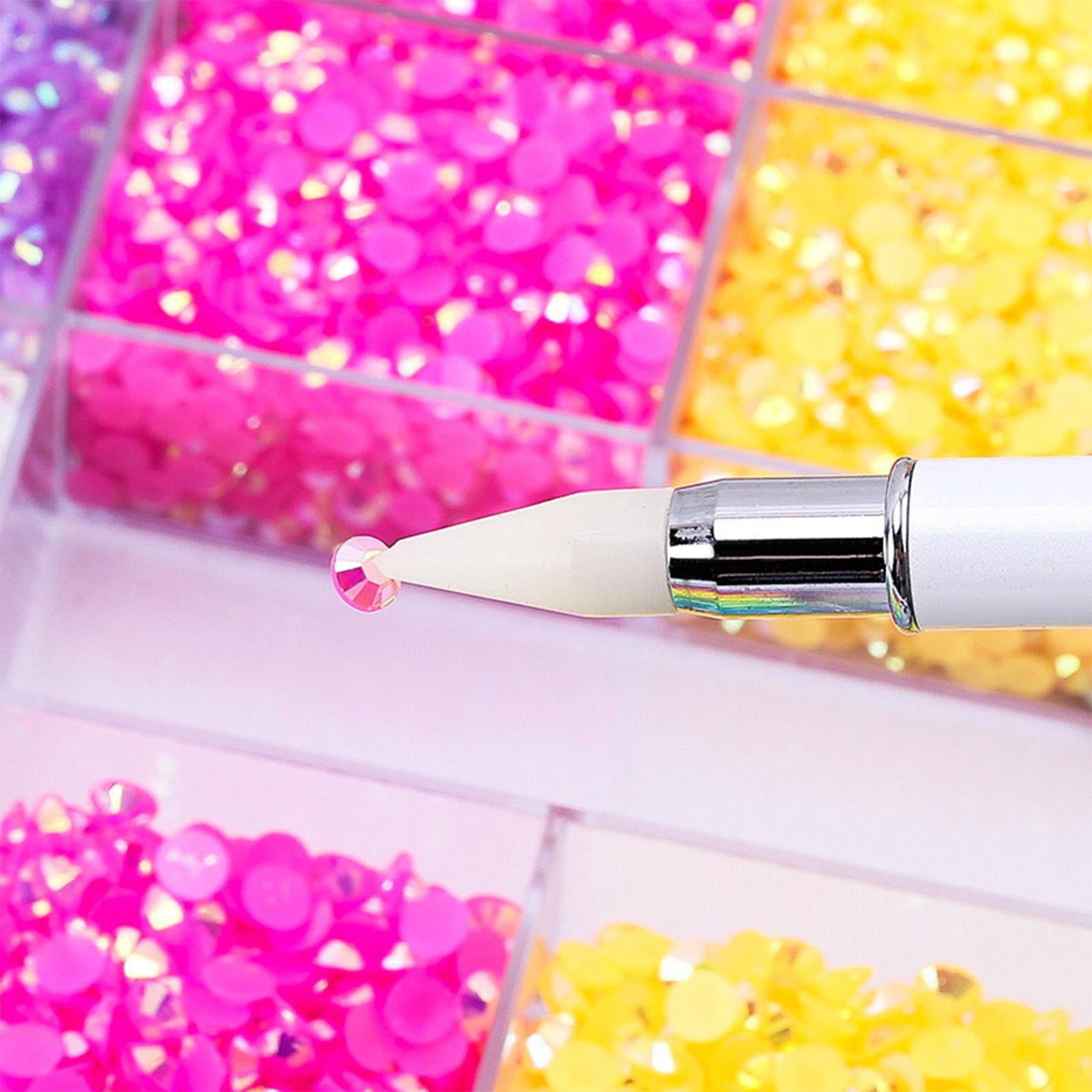 GUOOL 5000Pcs Nail Beads Embellishments Decoration Flatback Mixed Color with Pen Nail Art for Costume, Clothes, Face Arts, Crafting, Shoes 20 Grids 25cmx10cm