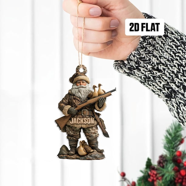 Fiudx Adorno de Caza de Patos, Acrílico, Diseño Rústico, para Árbol de Navidad, para Colgar En El Espejo Retrovisor, Regalo para Amantes de La Aventura, Ligero, 8,9 Cm.