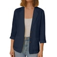 thumbnail image 2 of IUYRTFE Women's 3/4 Sleeve Button Front Blazer Jacket Relaxed Fit Casual Workwear Top, 2 of 7
