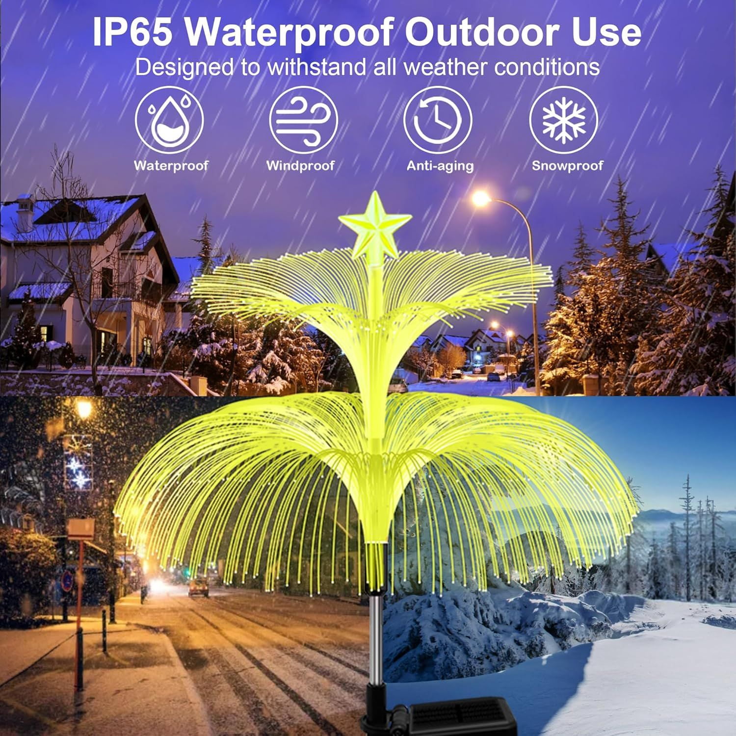 Solar Garden Lights, 4 Pack Solar Star Jellyfish Lights 7 Color Changing Fiber Optic Light Gardening Gifts for Mom Grandma Women, Flower Light for Outdoor Yard Garden Decor