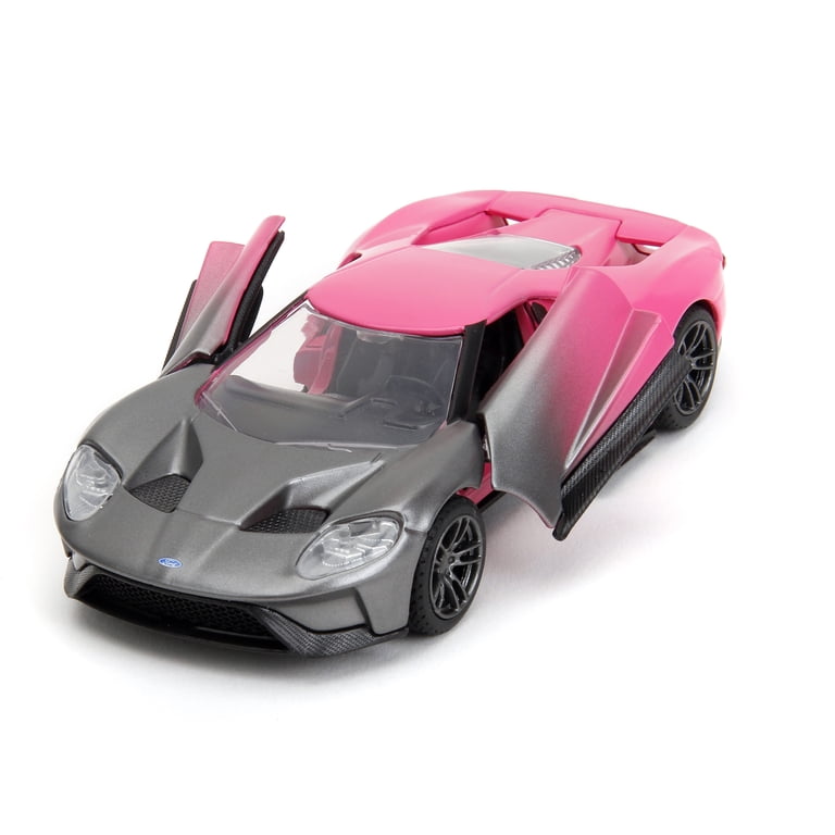 Jada Toys, 2017 Ford GT Diecast, 1/32 Scale, Gray Metallic & Pink