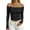 Black, variant on Off Shoulder Tops for Women Spring Fall Long Sleeve Fitted Cropped Shirt Y2k Going out Tops