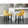 thumbnail image 2 of Bar Stools Set of 2, Modern Velvet Upholstered Barstool with Wood Legs, Counter Stools with Button Tufted, Chrome Nailhead Trim, Armless Bar Chairs for Home, Bar, Gold, 2 of 9