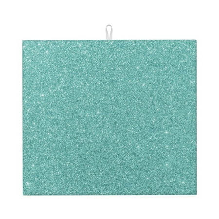 

Naloa Teal Green Glitter Dish Drying Mat for Kitchen Counter Heat Resistant Drainer Mats Absorbent Draining Mat Dish Rack Pad 16 x18