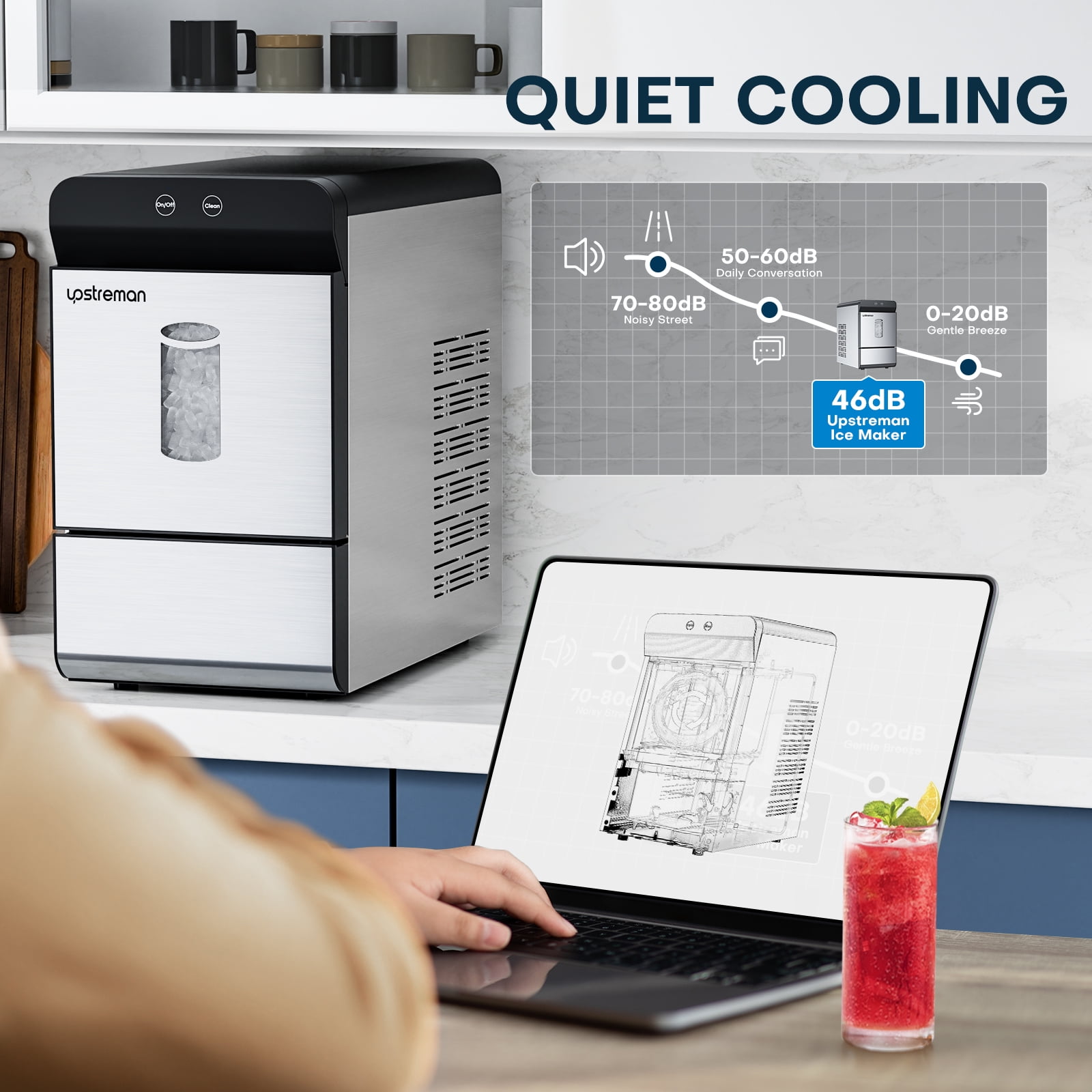 ice cube son Upstreman X90: The Best Countertop Nugget Ice Maker