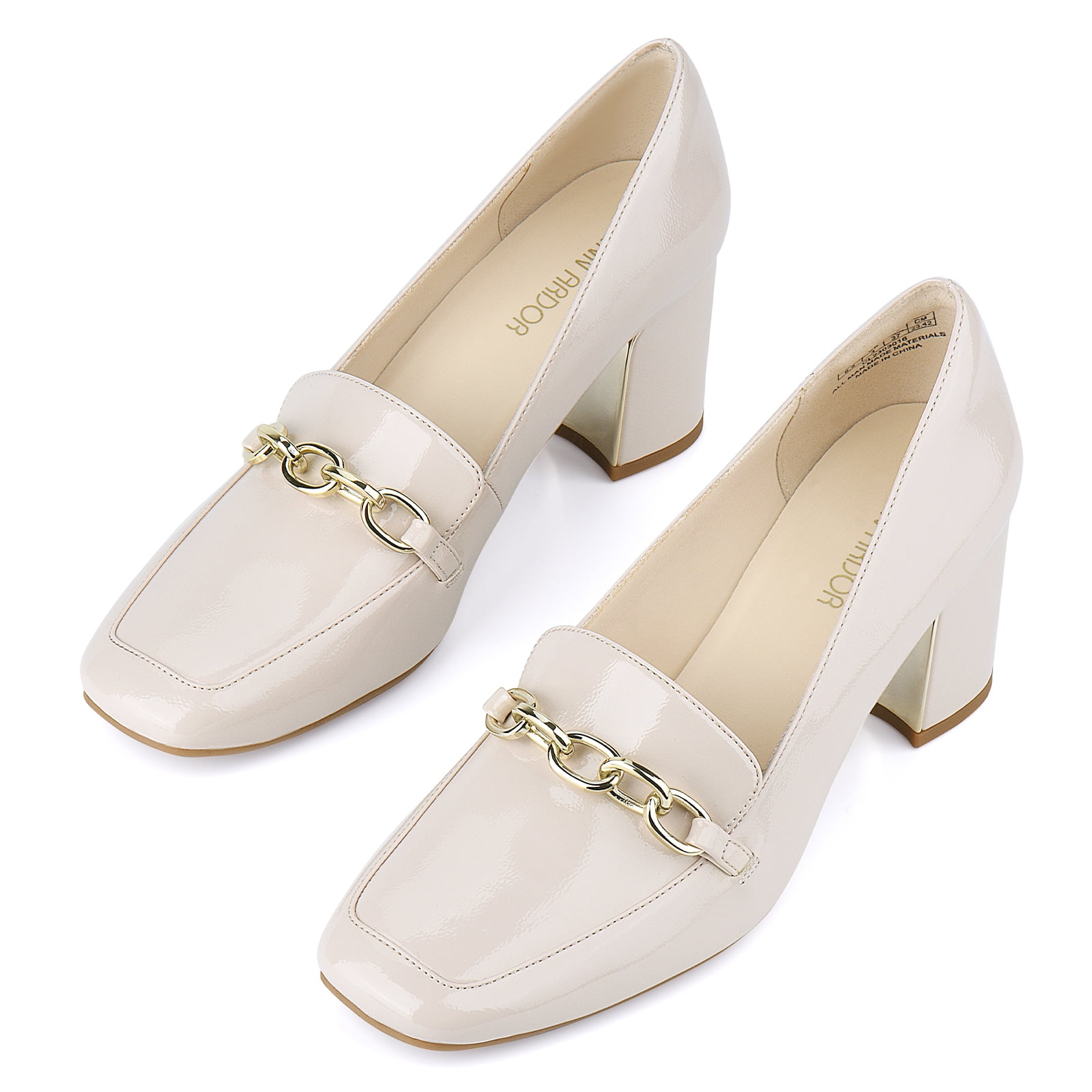 JENN ARDOR Chain Loafer for Women Chunky High Heel Loafer Pumps Classic