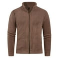 thumbnail image 5 of JUSLIO Winter Coats for Men Casual Pockets Long Sleeve Zipper Coat Standing Collar Casual Jackets Fleece Coats Brown L, 5 of 9