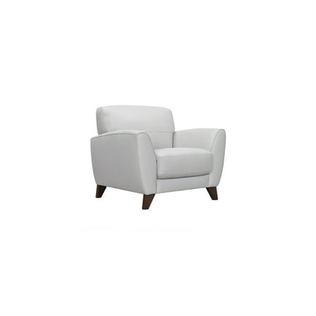 Leather Chair - Modern Accent Chair with Wood Legs - Dove Grey
