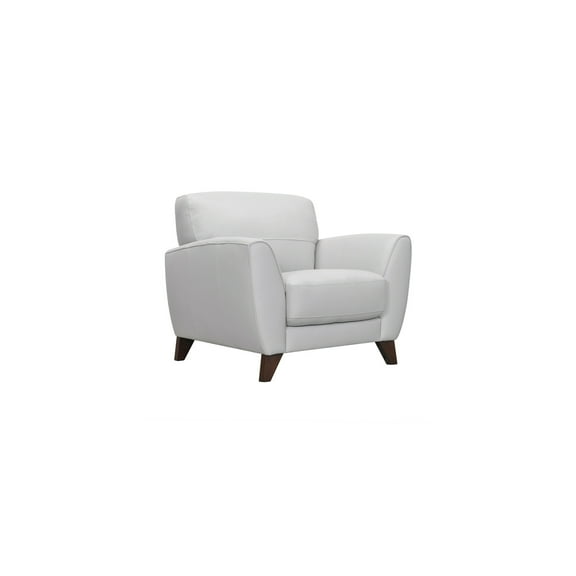 Leather Chair - Modern Accent Chair with Wood Legs - Dove Grey