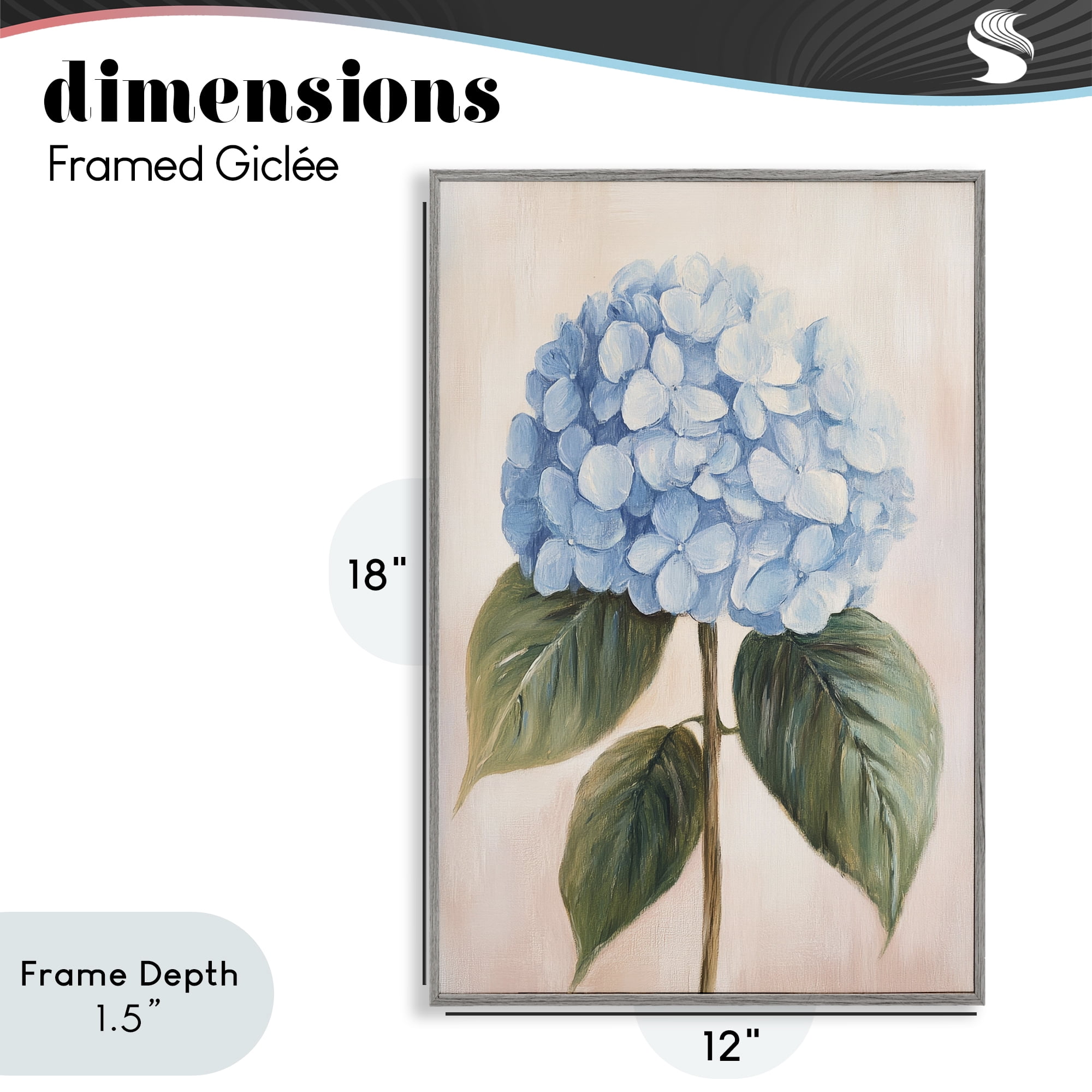 Stupell Industries Baby Blue Hydrangea Gray Framed Giclee Art, design by Petal Prints Design