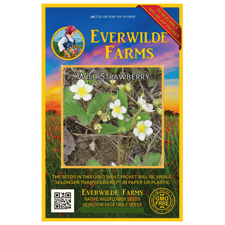 Everwilde Farms - 50 Wild Strawberry Native Wildflower Seeds - Gold Vault Jumbo Bulk Seed