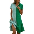 thumbnail image 3 of Horkkom Shirt Dresses for Women V Neck Short Sleeve Midi Dresses Summer Plaid Print Casual Dresses L, 3 of 6