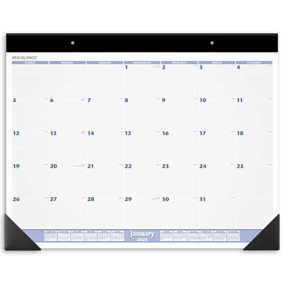 AT-A-GLANCE 2025 Monthly Desk Pad Calendar Blue and Gray Large 24 x 19 - Desk