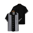 thumbnail image 3 of ADSSDQ Men's Vintage Bowling Shirts 1950s Casual Short Sleeve Button Up Contrast Shirt Summer Color Block Cuban Shirts Gray 2XL, 3 of 3