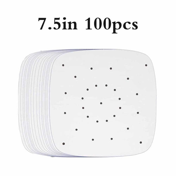 Revestimiento Para Freidora De Aire Resistente Al Calor, Papel De Pergamino Perforado Cuadrado Antiadherente Con Materiales De Madera Natural Seguros, Papel De Filtro Para Freidora De Aire 100 Piezas Vogacara HA024467-01