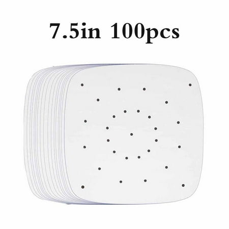 

100pcs Air Fryer Liners Heat- resistant Square Perforated Parchment Paper Non-stick with Safe Natural Wood Materials Filter Paper for Air Fryer Steaming Basket Baking Ovening