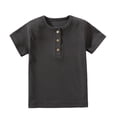 thumbnail image 4 of UngA Toddler Boys Henley Short Sleeve Shirt Cotton Blend Button Front Summer Tee Tops Kids Breathable Casual Tshirts (Dark Gray,5-6 Years), 4 of 7