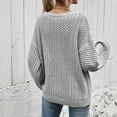 thumbnail image 4 of Women's Knitted Sweater Women's Casual Long Sleeve off Shoulder Knitted Tunic Tops Crew Neck Pullover Sweater Knitted for Women S-15 Gray S, 4 of 6