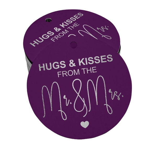 Inkdotpot 50 Pack Hugs & Kisses From The Wedding Favor Paper Tag Craft Real Silver Foil Hang Tag