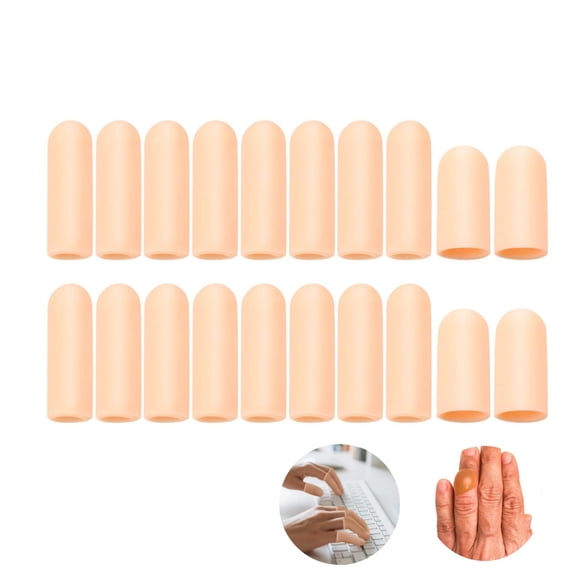 QZS Silicone Finger Cover 2 Sizes Thumb Protector Finger Caps Silicone Fingertips Protection for Indoor andOutdoor 20pack Beige
