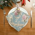 thumbnail image 2 of Satin Native Fab Cotton Dinner Napkin Classic Roses on Serene Blue Reusable, 2 of 8