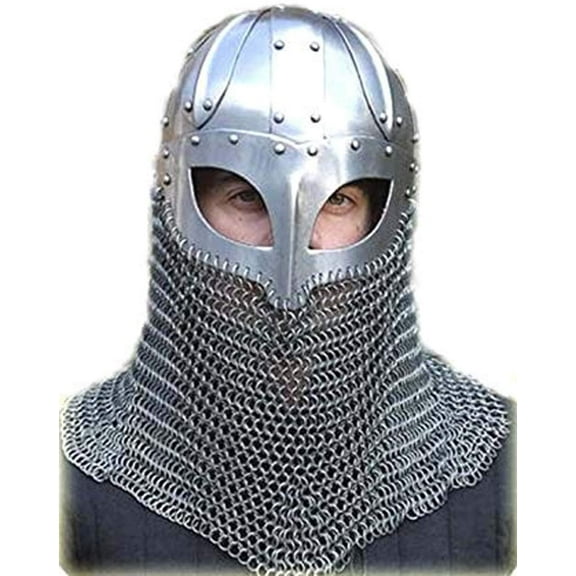 Viking Helmet Battle Armor 18G Steel and Chainmail