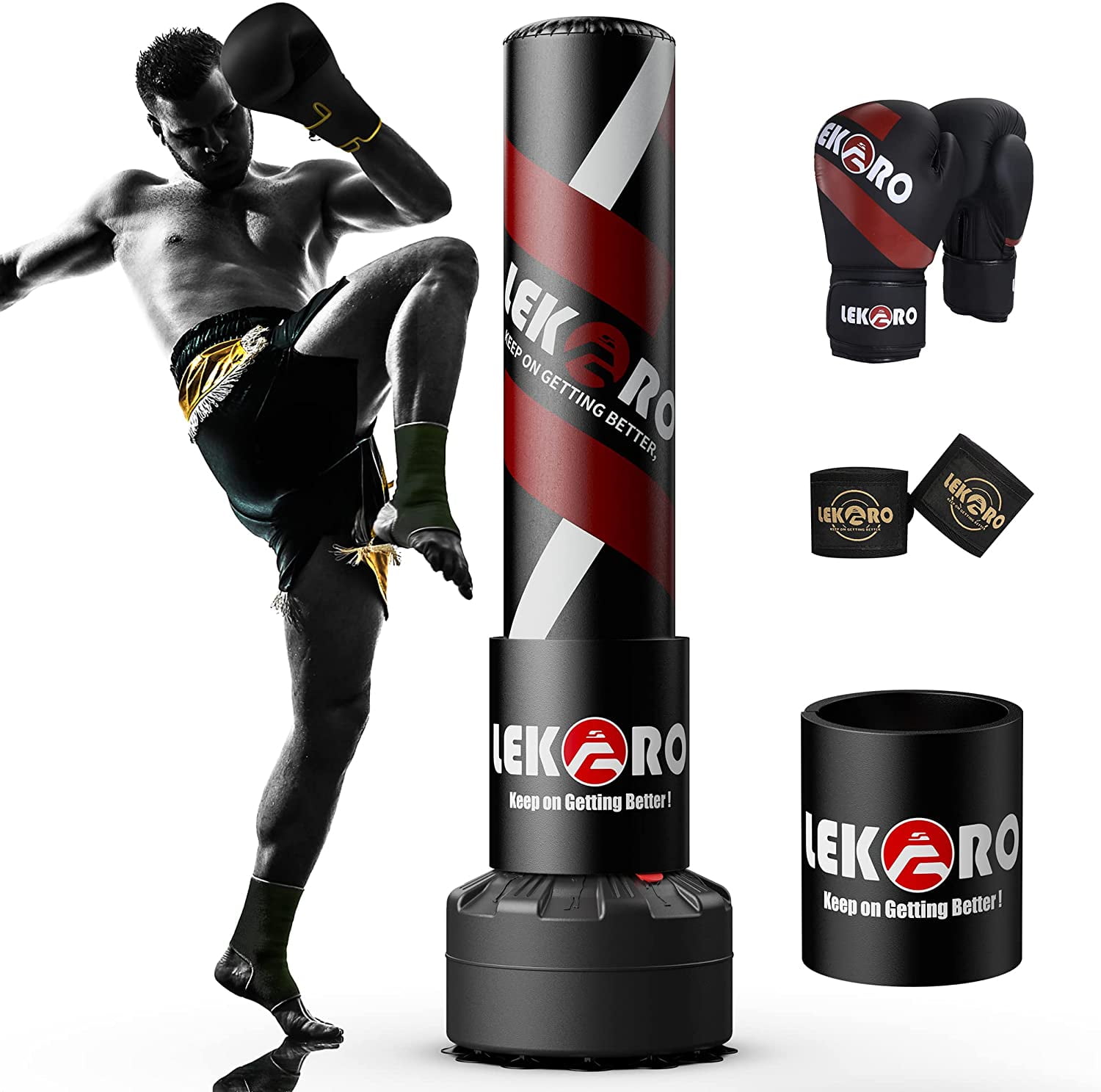 LEKÄRO Punching Bag 70" with Boxing Gloves, Heavy Boxing Bag with Stand