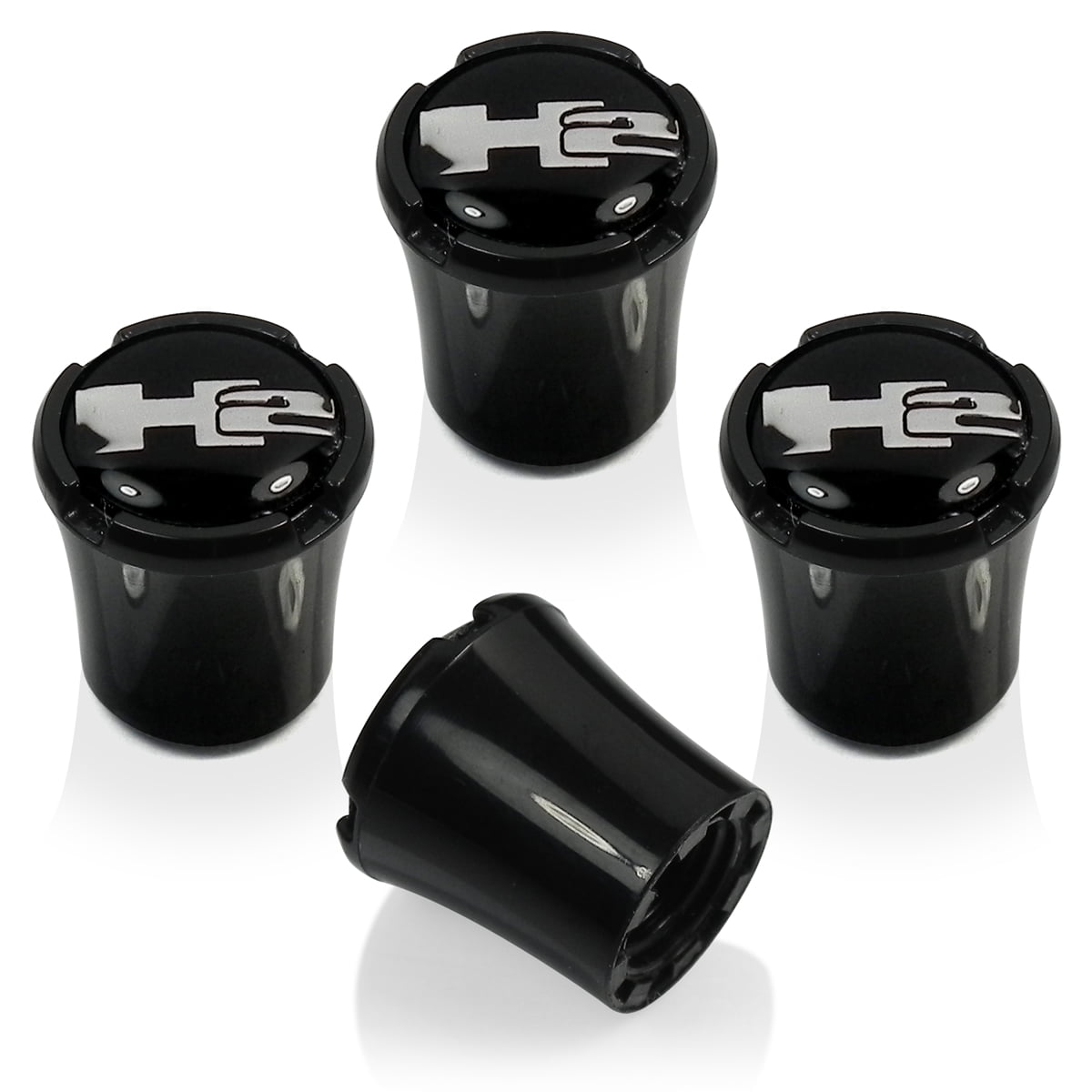 Hummer H2 Logo Black Tire Stem Valve Caps 