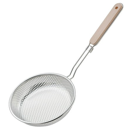 

Stainless Steel Heavy-Duty Wooden Handle Deep-Fried Food Frying Filter Colander C