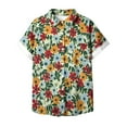 thumbnail image 4 of DeHolifer Shirt for Women Floral Printed Short Sleeve Lapel Button Casual Shirt Spring Fashion Blouse Tops Green M, 4 of 4