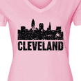 thumbnail image 4 of Inktastic Cleveland Skyline Grunge Women's V-Neck T-Shirt, 4 of 5