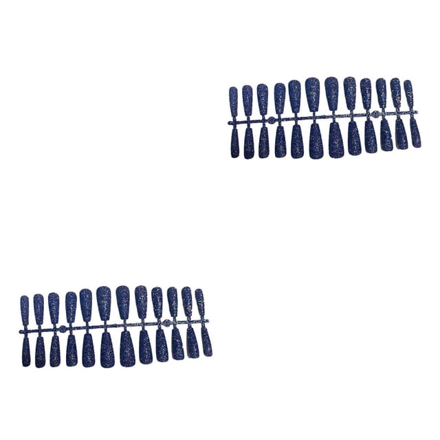 Qarigey 24 piezas de polvo brillante para uñas postizas, prensa extra larga en estilo ataúd, puntas de uñas con purpurina artificial para el salón Type10 NO10 Qarigey CBP449646