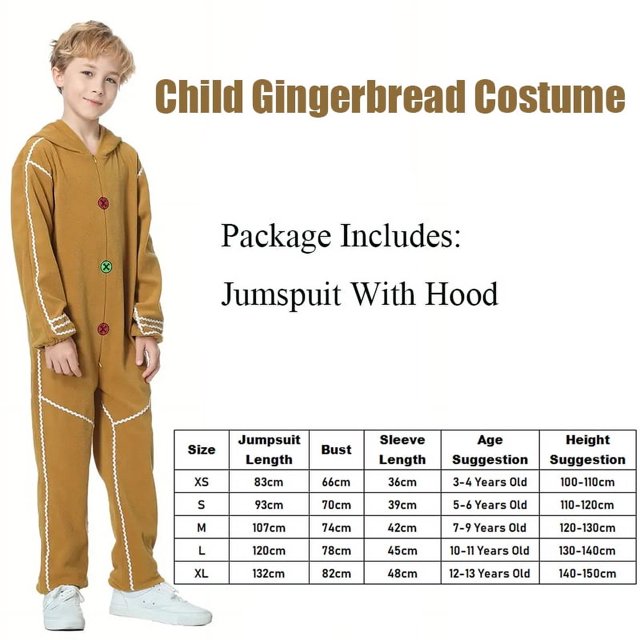 2024 Nueva llegada niña disfraz de Navidad hombre de jengibre niño cosplay traje niños lindo disfraz de galleta navideña