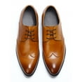 thumbnail image 4 of Santimon Tan Wingtip Dress Shoes for Men Premium Cowhide Leather Oxford Shoes Casual Derby ShoesUS 9, 4 of 8