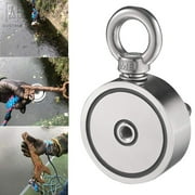 Gustave Double Sided Fishing Magnet 600LBs Pull Strong Magnets Heavy Duty Neodymium Rare Earth Magnet Thick Eyebolt with 10M Rope for Treasure Hunt River Lake Fishing