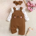 thumbnail image 2 of CAICJ98 Baby Girl Clothes Fall Winter Outfits Fall Winter Cute Romper Cartoon Overalls Pants Headband Set (Brown,9-12 Months), 2 of 7