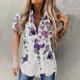 thumbnail image 2 of Moda mujer solapa impresión botón frontal cárdigan manga corta camisa Tops abrigo Pompotops qwe20260, 2 of 5