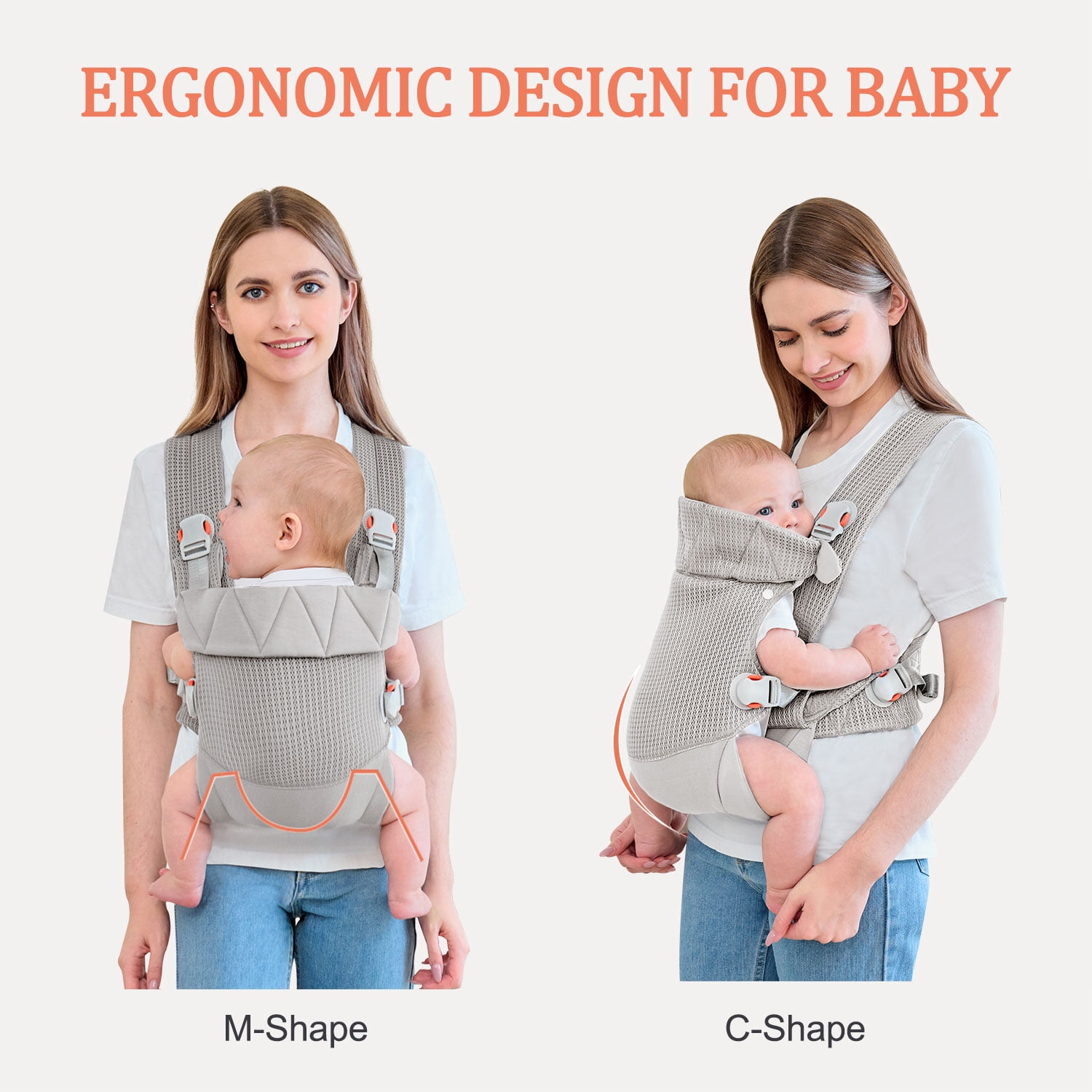 Newborn Carrier, Baby Carrier Newborn to Toddler, Ergonomic Baby Sling with Head Support