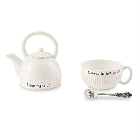 Teapot Mint - Mud Pie 4301011 Mini Teapot Set, One Size, White
