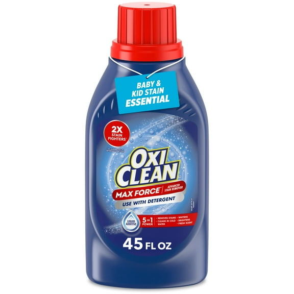 OxiClean Max Force Advanced Stain Remover Liquid, Gentle Color-Safe Stain Treater, 45 fl oz