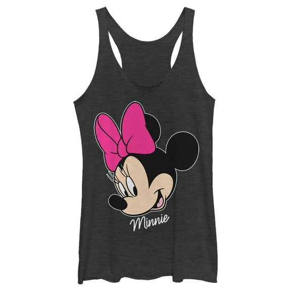 Women's Mickey & Friends Minnie Mouse Portrait Racerback Tank Top Black Heather Small