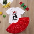 thumbnail image 1 of Conjunto de mono y vestido navideño personalizado para niña con letras y nombre, vestidos de tutú rojo y mono de niña, 1 of 5
