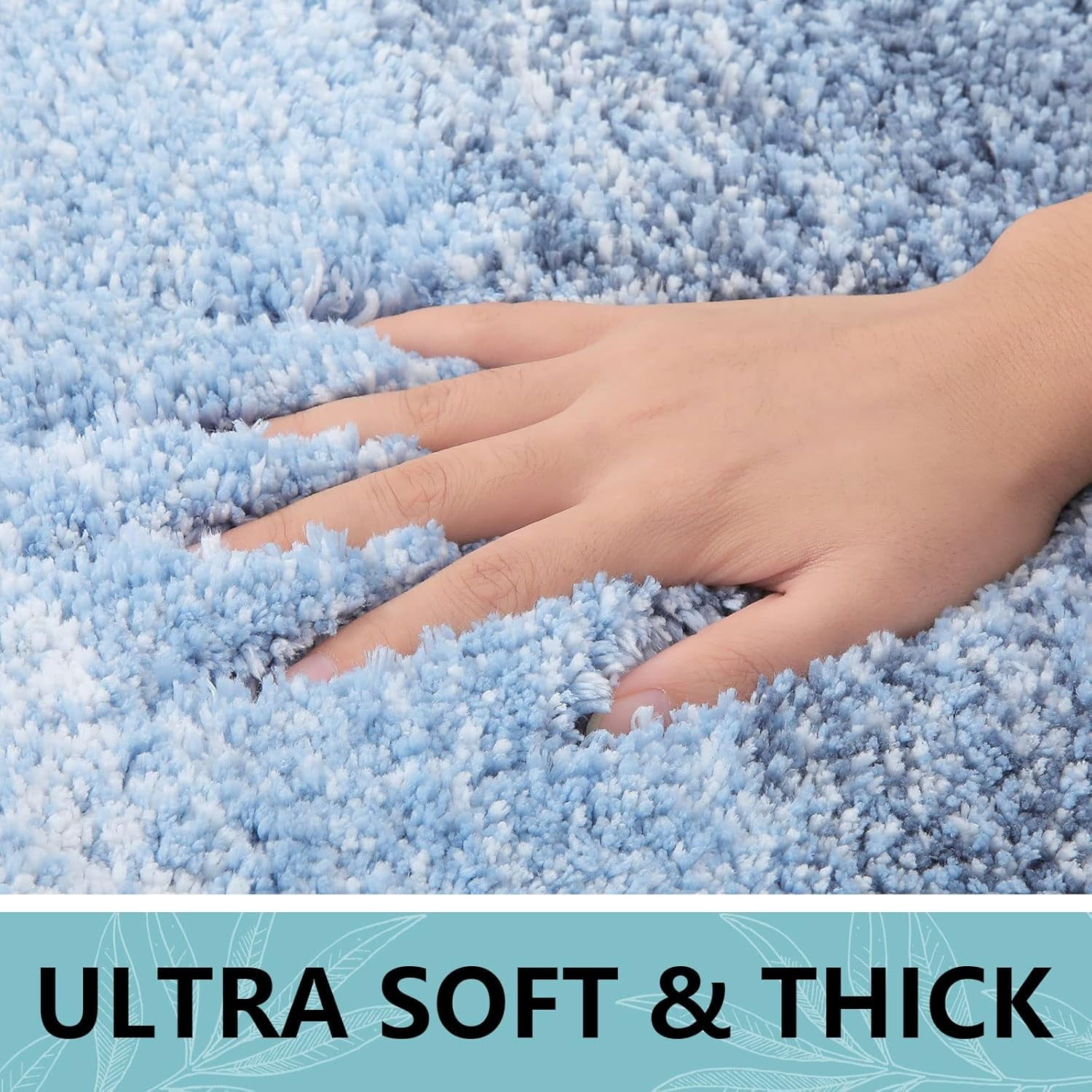 Evlmd Blue Bathroom Rugs Mat, Large Bath Rug for Bathroom Floor Non-Slip, Super Elastic Soft Easier to Dry Bath Shower Mat Runner, Machine Washable Bath Mat, 24" x 59"